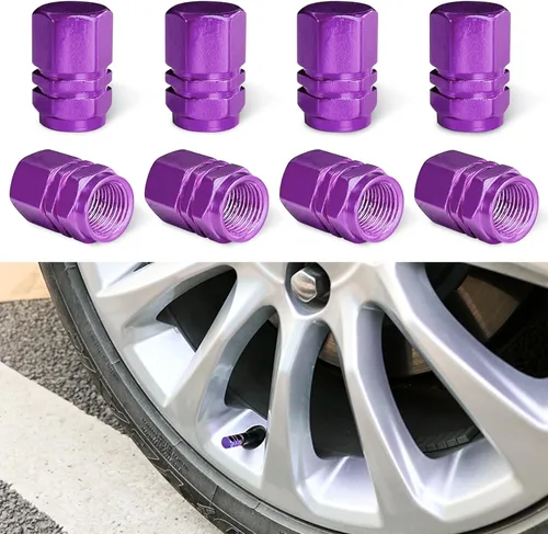 Vista 10 de Ziciner 8 PCS Tapas de Vástago de Válvula de Neumático de Coche, Cubiertas de Válvula de Rueda de Aleación de Aluminio con Anillo O de Goma, Juego