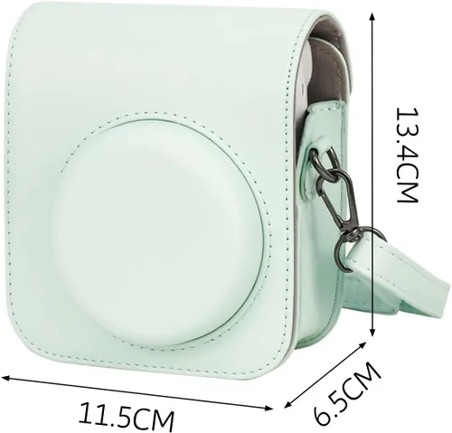 Vista 3 de Funda protectora compatible con cámara Fujifilm Instax Mini 12 de película instantánea con bolsillo para accesorios y correa ajustable (negro)