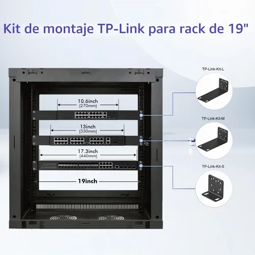 Vista 3 de Kit de oído para rack TP-Link de 19 pulgadas para interruptores de montaje en rack 1U Extensor de ancho de 17.3 a 19 pulgadas