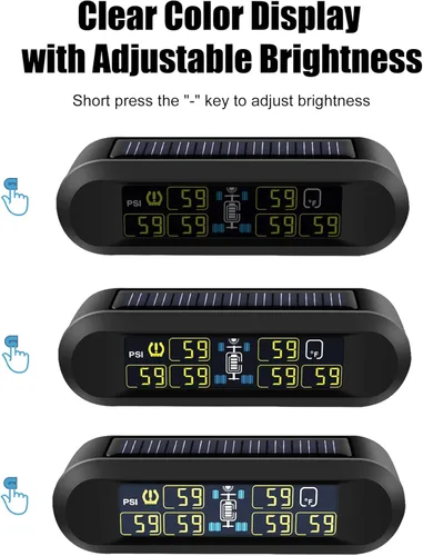 Vista 7 de Sistema de monitoreo de presión de neumáticos B-Qtech RV Solar inalámbrico TPMS de alta luminosidad para remolque, autocaravana (0~199 PSI) con 6