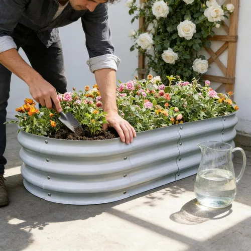 Vista 29 de GARDMAX 2x2x1FT Galvanized Round Raised Garden Bed Kit, Metal Planter Boxes Outdoor with Easy Assembly, Large Garden Bed for Vegetables, Fruits