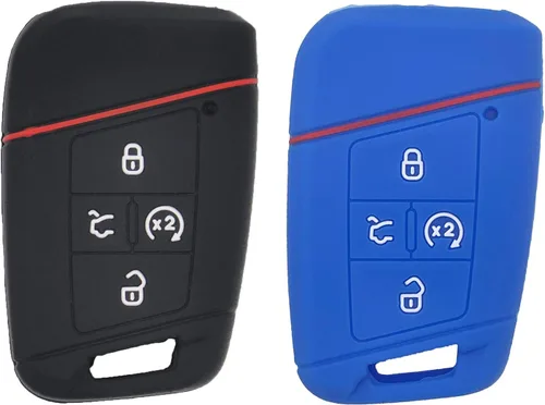 Vista 11 de LemSa Funda protectora de silicona para llavero inteligente con 4 botones para Volkswagen Tiguan Atlas Jetta Passat Golf Alltrack Push Start, 2021