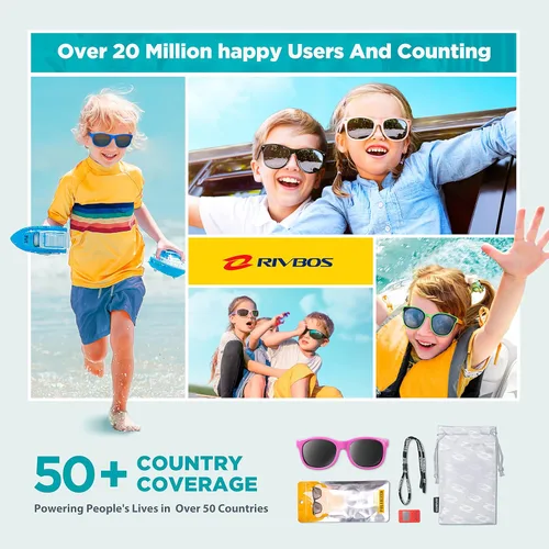 Vista 6 de RIVBOS RBK023 - Gafas de sol para niños y niñas, con protección UV, polarizadas, de goma, flexibles