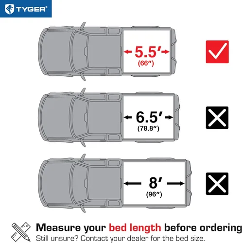 Vista 2 de Tyger Auto T1 - Cubierta tonneau suave y enrollable para caja de camioneta estándar de 5.5 pies (67 pulgadas) TG-BC1F9019