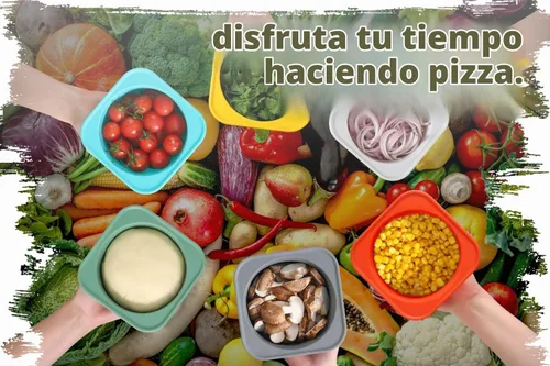 Vista 5 de PLUS-1000ml Caja de prueba de masa de pizza para pizza artesanal DIY, contenedores apilables de grado alimenticio de silicona con tapas. Apto