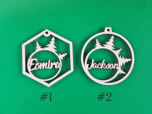 Vista 2 de Personalized Christmas Bauble, Wooden Name Ornament for Christmas Stocking