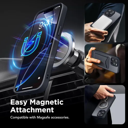 Vista 3 de GolbinBox - Funda magnética para iPhone 13 Pro Max, compatible con MagSafe, protección de cámara, protector de privacidad, funda translúcida mate, a
