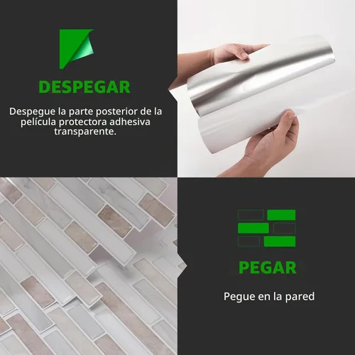 Vista 3 de LONGKING Protector contra salpicaduras de mármol despegable y adhesivo de 10 hojas para cocina, protector contra salpicaduras de azulejos Beige