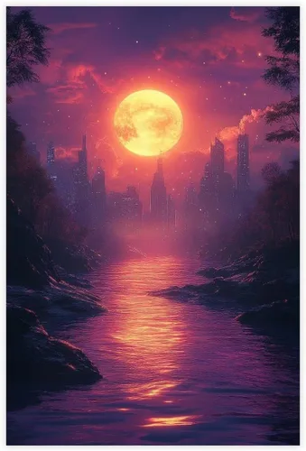 Abstract Vaporwave Synthwave Print – Neon Digital Dreamscape Poster – Modern Retro Wall Decor for Youth Rooms Poster Canvas Artwork Prints Rustic