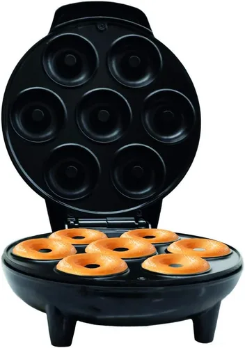 Courant Mini máquina para hacer donas para vacaciones, apta para niños, desayuno o aperitivos, postres y más con superficie antiadherente, hace 7