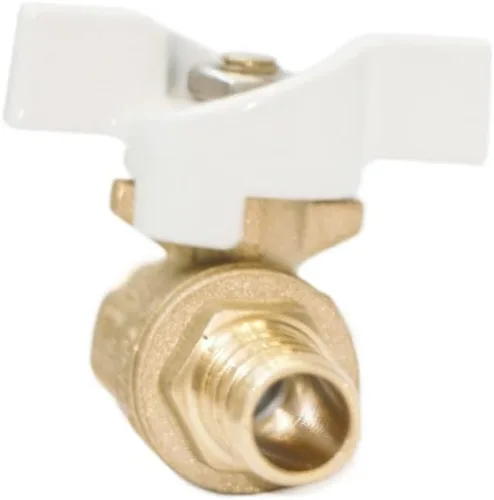 Vista 8 de Válvula de púas Pex de latón de 1/2 pulgada con mango en T blanco, válvula de cierre de 1/4 de giro para tubos Pex, agua caliente o fría