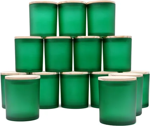Vista 42 de SHOWIN Tarros de vela gruesos de 10 onzas para hacer velas, 15 unidades, tarros vacíos con tapas de madera para hacer velas, contenedor de muestra