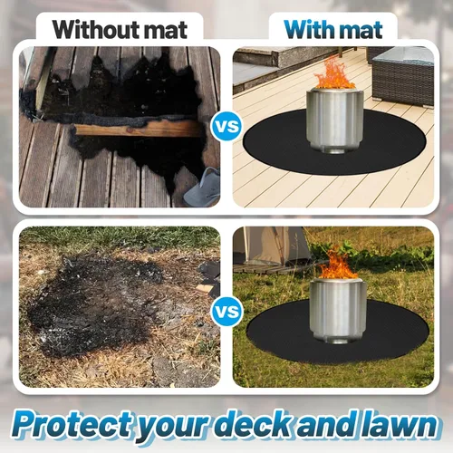 Vista 17 de Apipi Alfombrilla para Hoguera de 47 pulgadas Compatible con Solo Stove Bonfire – Alfombrilla Ignífuga para Parrilla Protector de Terraza y Patio, 3