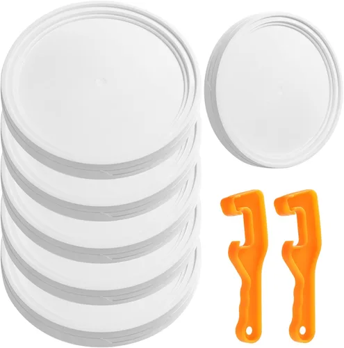 Vista 8 de Eaasty Paquete de 6 tapas de plástico de 5 galones con 2 abridores de tapa de cubo de plástico, sello a prueba de fugas, se adapta a cubos de 3.5 a