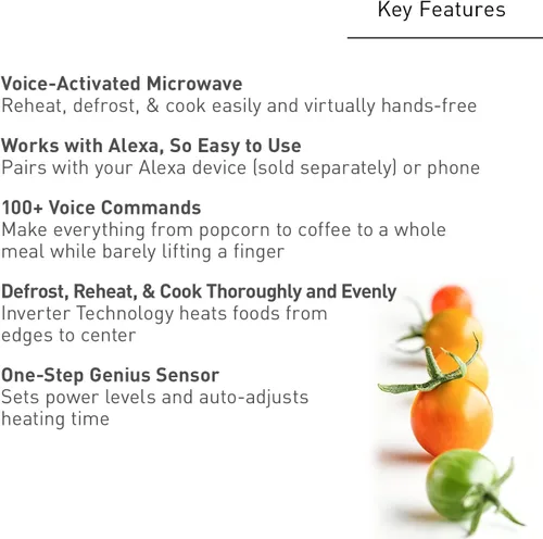 Vista 6 de Panasonic NN-SV79MS Horno Microondas de Encimera Inversor Inteligente de 1.4 pies cúbicos que Funciona con Alexa, 1200 Vatios de Potencia con Sensor