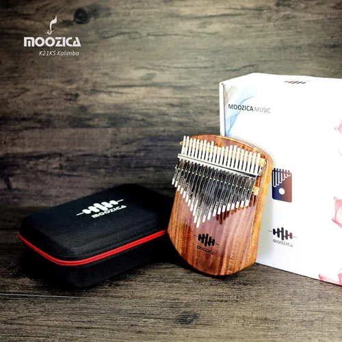 Vista 6 de MOOZICA Kalimba Piano de Pulgar de Koa Sólido de 21 Teclas, Kalimba Marimba Profesional Individual de Tablero Plano de Madera Maciza