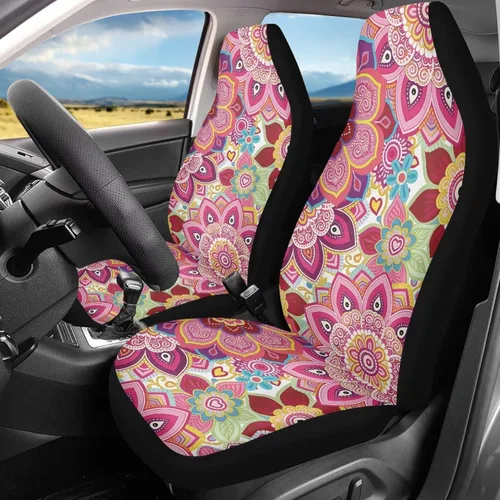 Vista 14 de Bulopur - Fundas abstractas de estilo bohemio con mandala para asientos de automóvil, juego de 2, fundas universales delgadas para asientos