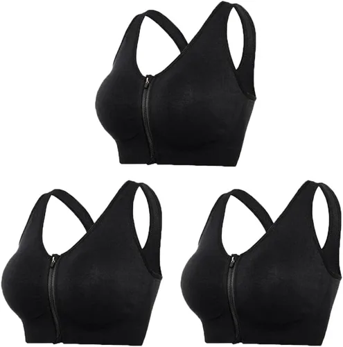 Vista 31 de Medium Support and Removable Pad Tank Top Racerback Post Surgery Sports Bras for Women Albaricoque/Negro/Gris