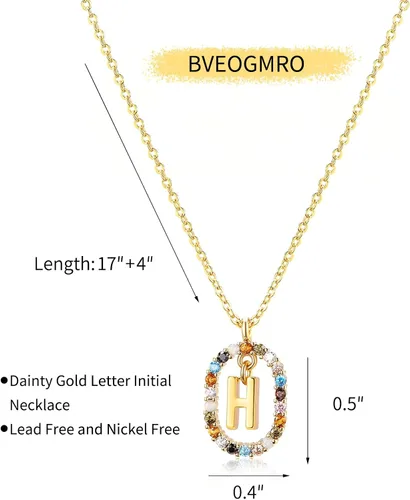 Vista 5 de Collar de oro para mujer, collar con inicial, cadena de oro de cristal, collar con nombre de piedras preciosas, collar con dije personalizado