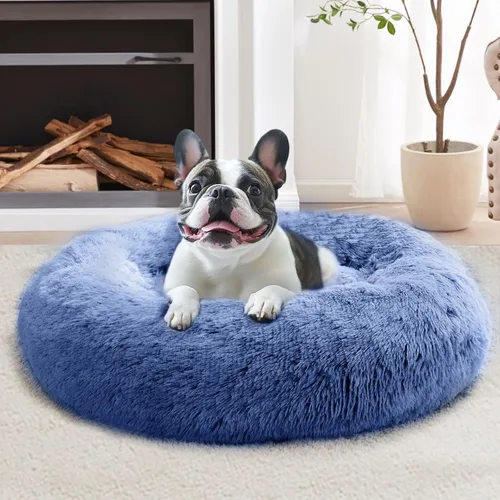 Vista 60 de JOLLYVOGUE Cama Calmante para Perros Pequeños - Cama para Perros Pequeños en Forma de Dona Lavable de 23 Pulgadas para Gatitos y Cachorros, Camas