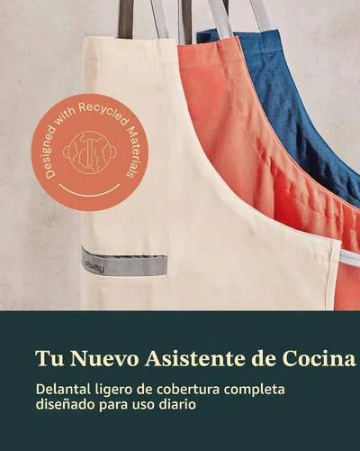 Vista 5 de Caraway Delantal, delantal 100% algodón orgánico Crema