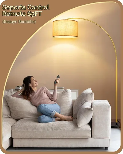Vista 4 de EDISHINE Lámpara de pie moderna de arco de 78.3 pulgadas con control remoto, lámpara de pie negra alta con bombilla regulable continua y 5