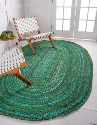 Vista 26 de Unique Loom Colección Trenzada Chindi - Alfombra de área (1 pie 2 pulgadas x 6 pies 1 pulgada, pasillo, multi/azul)