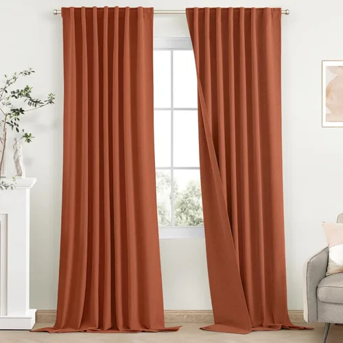 Vista 10 de SimpleHome 100% Cortinas de Lino con Oscurecimiento Total en Crema, 72 Pulgadas de Largo, Cortinas de Dormitorio con Pestaña Trasera y Bolsillo
