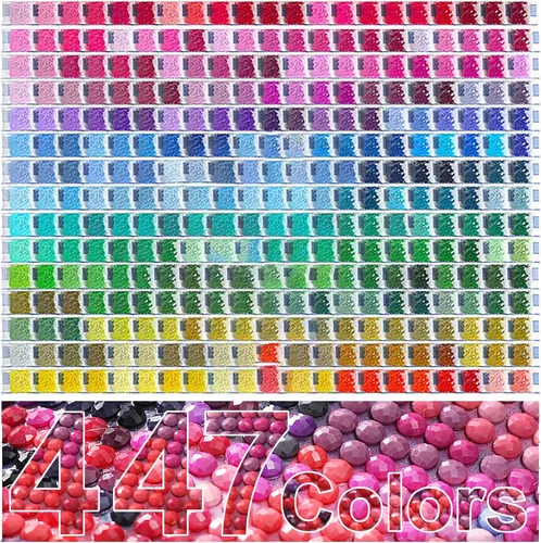 Vilihkc Cuentas redondas de 447 colores para accesorios de pintura de diamantes, cuentas de pintura de diamantes de imitación, diamantes de