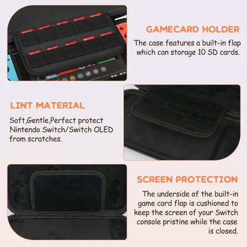 Vista 3 de Simfree Nintendo Switch portable case,Black nintendo switch case compatible with Nintendo SwitchSwitch OLED,fortnite switch bag,Carry Case for