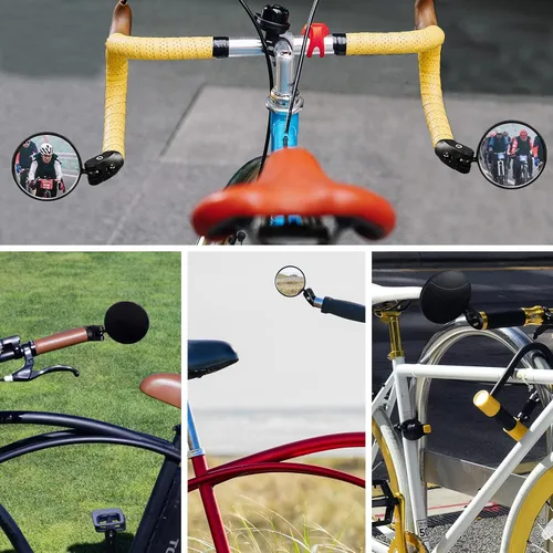 Vista 7 de Accmor 2 espejos retrovisores para manillar, espejo convexo giratorio ajustable de 360 grados para bicicletas de carretera de montaña