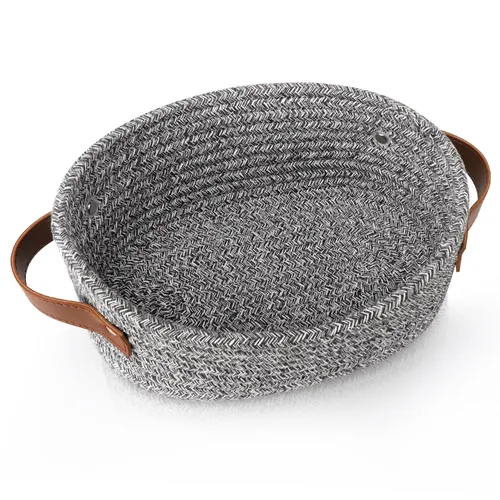 Vista 14 de ABenkle Cesta tejida pequeña, mini cesta de almacenamiento de cuerda de algodón, pequeña canasta de Pascua, cesta de estante, canasta decorativa