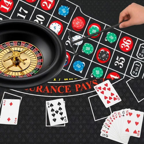 Vista 4 de Lunmon El juego de ruedas de ruleta incluye rueda de ruleta de 10 pulgadas, fieltro de doble cara, 200 fichas, rastrillo de chips, marcador