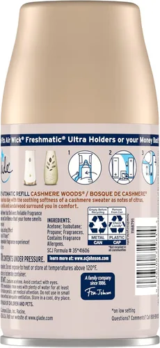 Vista 2 de Kit de repuesto y soporte de spray automático Glade, ambientador para el hogar y el baño, Cashmere Woods, 6.2 onzas, 2