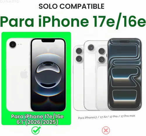 Vista 3 de ORNARTO Funda compatible con iPhone 16e de 6.1 pulgadas (2025), silicona líquida de 3 capas cubierta completa de goma de gel suave, funda protectora