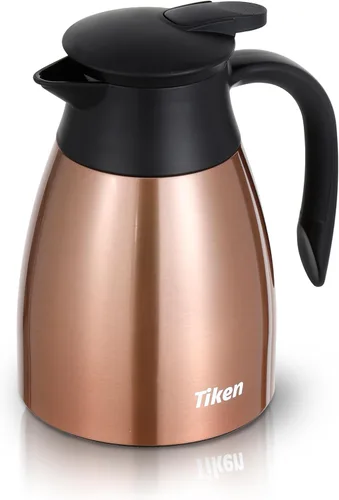 Vista 16 de Tiken Jarra térmica de café de 34 onzas, jarra de café aislada al vacío de acero inoxidable para mantener el calor, dispensador de bebidas de 1 Negro