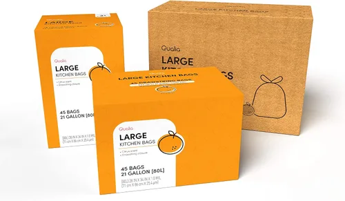 Vista 9 de QUALIAZERO CITRUS SCENTED - Bolsa de basura con cierre de cordón de 21 galones, resistente (cítrico, 45 bolsas), color blanco, (L10001)