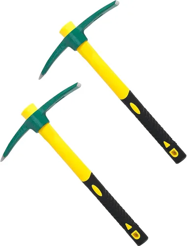 Vista 11 de 2 herramientas de azada de jardín, cultivador de acero inoxidable y hacha de selección manual con mango de fibra de vidrio, azada de mattock