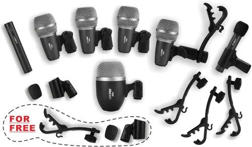 Vista 8 de Kit de micrófono con cable para tambor y otros instrumentos musicales (Un juego completo de micrófonos)