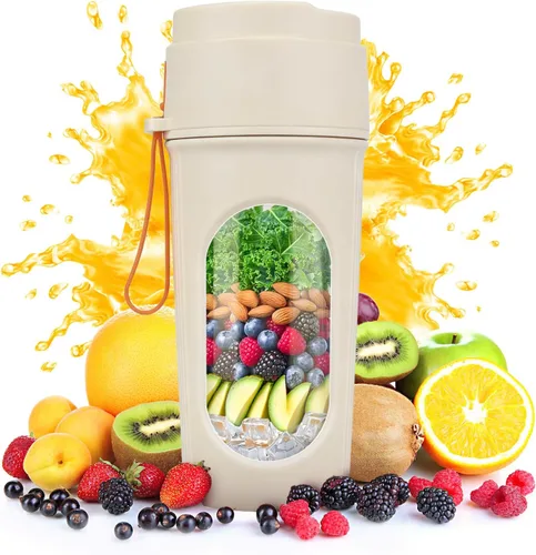 Portable Blender for Smoothies, BPA Free Mini Blender for Mixing Protein Powder, 15 Oz Dishwasher Safe Portable Bottle with 12-Blade, Rechargable