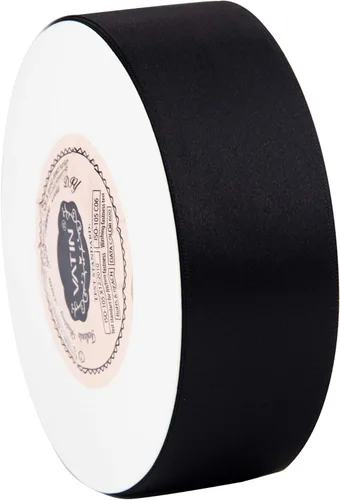 Vista 3 de VATIN Cinta de satén negro de doble cara de color sólido de 1-1/2 pulgadas de ancho, 50 yardas de largo, perfecta para decoración de bodas