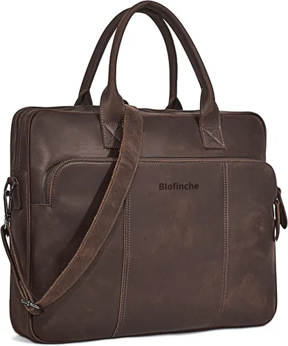 Blofinche Genuine Leather laptop briefcase 18 inch Computer Messenger shouledr work handbag Satchel bags