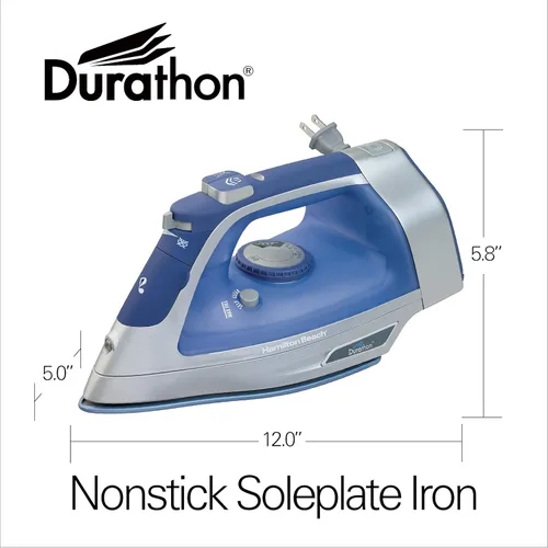 Vista 8 de Hamilton Beach Plancha de vapor y vaporizador vertical para ropa con suela de Durathon resistente a los arañazos, cable retráctil de 8 pies, apagado