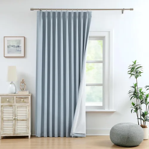 Vista 16 de WEST LAKE Cortinas Completamente Opacas Bailey con Pliegues Pinzados de 63 Pulgadas Azul Polvoriento con Forros, Cortinas Texturizadas Modernas