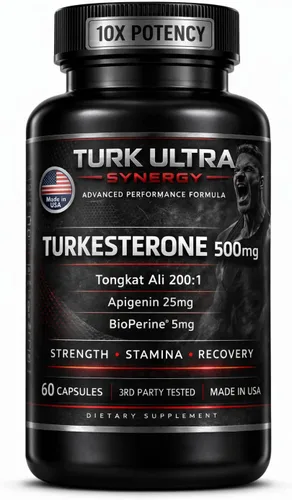 Turkesterone & Tongkat Ali para hombres (60 cápsulas) – Turkesterona 500mg + Tongkat Ali 500mg + Apigenina 25mg + BioPerine 5mg por porción para