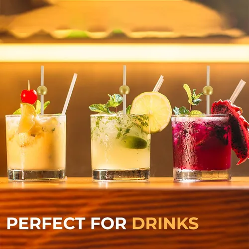 Vista 6 de Palos de cóctel dorados – 200 piezas de pinchos de cóctel de 4.7 pulgadas de largo para aperitivos – Brochetas de bambú para tablas de charcutería