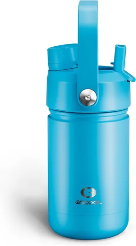 Vista 126 de Botella de agua aislada para niños con popote, botella de agua de acero inoxidable de 12 onzas con boquilla doble, a prueba de fugas, sin BPA, al
