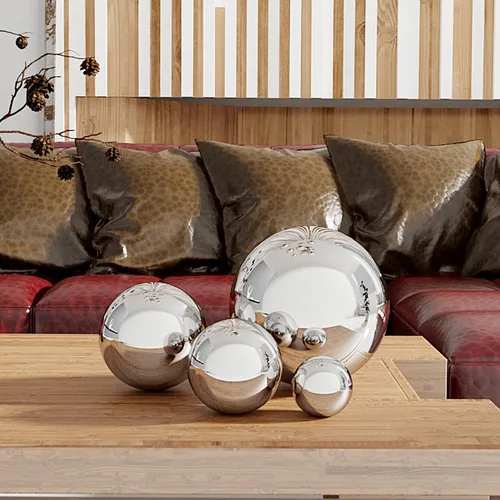 Vista 3 de 8 bolas decorativas de acero inoxidable para cuencos de centro de mesa, tamaño surtido, orbes de metal, bolas decorativas, globos de espejo, esferas