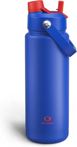 Vista 82 de Botella de agua aislada para niños con popote, botella de agua de acero inoxidable de 12 onzas con boquilla doble, a prueba de fugas, sin BPA, al