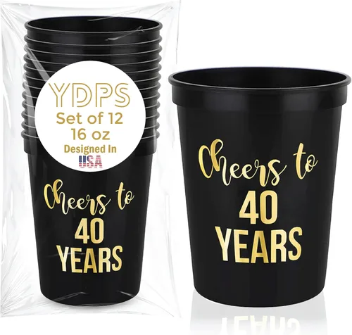 Vista 11 de Copas de plástico reutilizables para estadios de 30 años, 16 onzas, 12 unidades, recuerdos de fiesta de 30 cumpleaños y decoración de mesa para ella